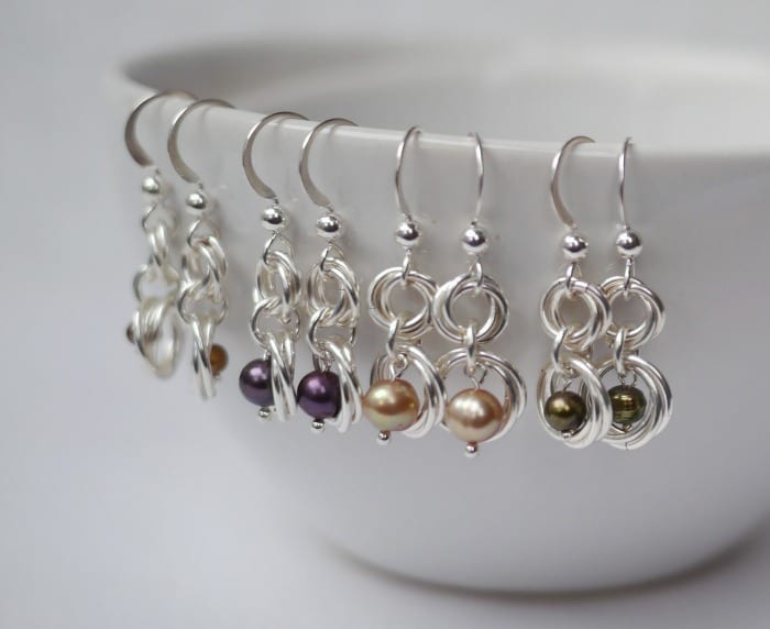 Silver Pearl Earrings on Mug